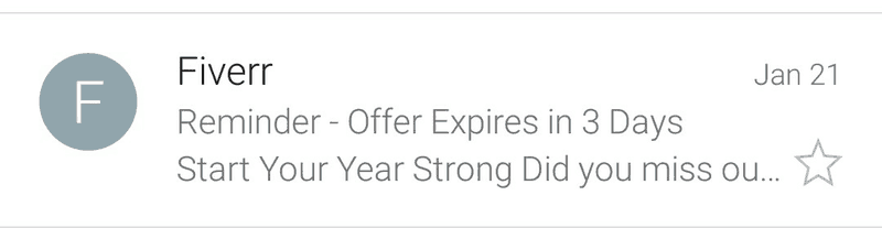 Fiverr promotes expiring offers